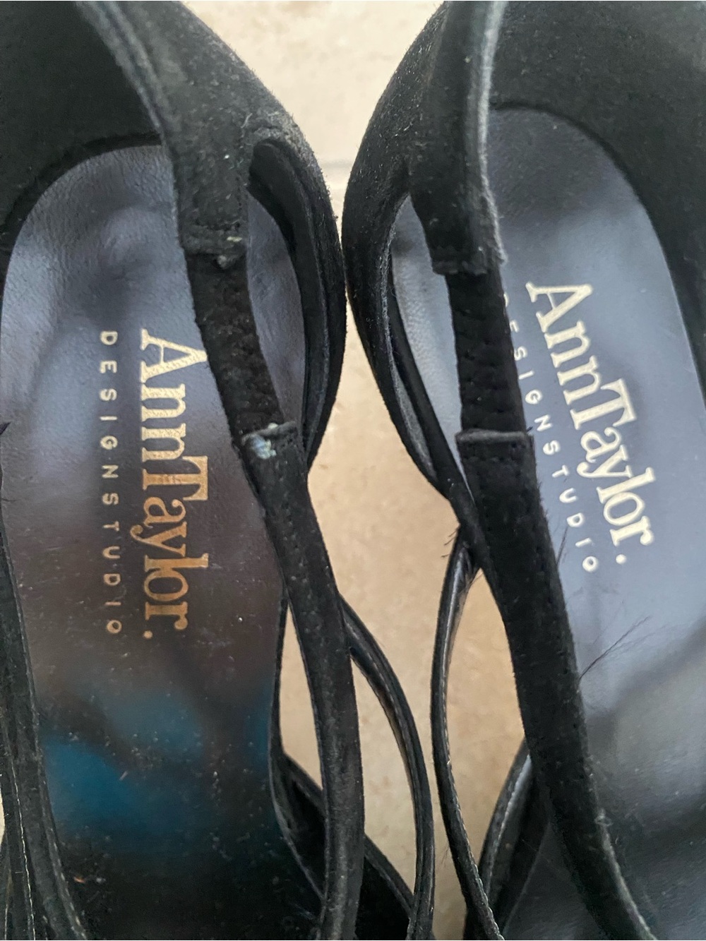 Ann Taylor Black Suede T-Strap Women's Heels